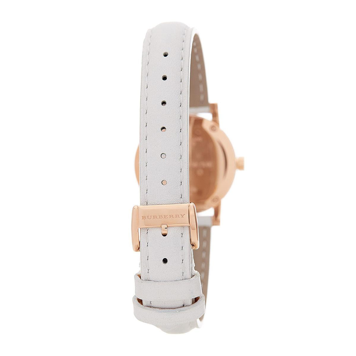 Burberry BU9209 Rose Gold Tone White Leather Women's Watch Burberry BU9209 Rose Gold Tone White Leather Women's Watch